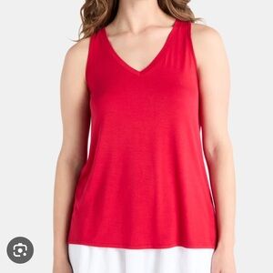 Time and Tru Red V-Neck Sleeveless Tank Top